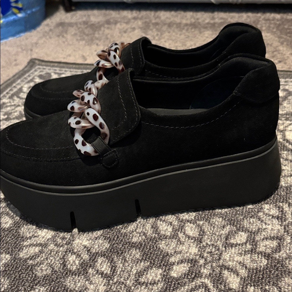 Naked Feet Black Loafers with Chain Detail. I wear an 8 and 7 1/2 fit great